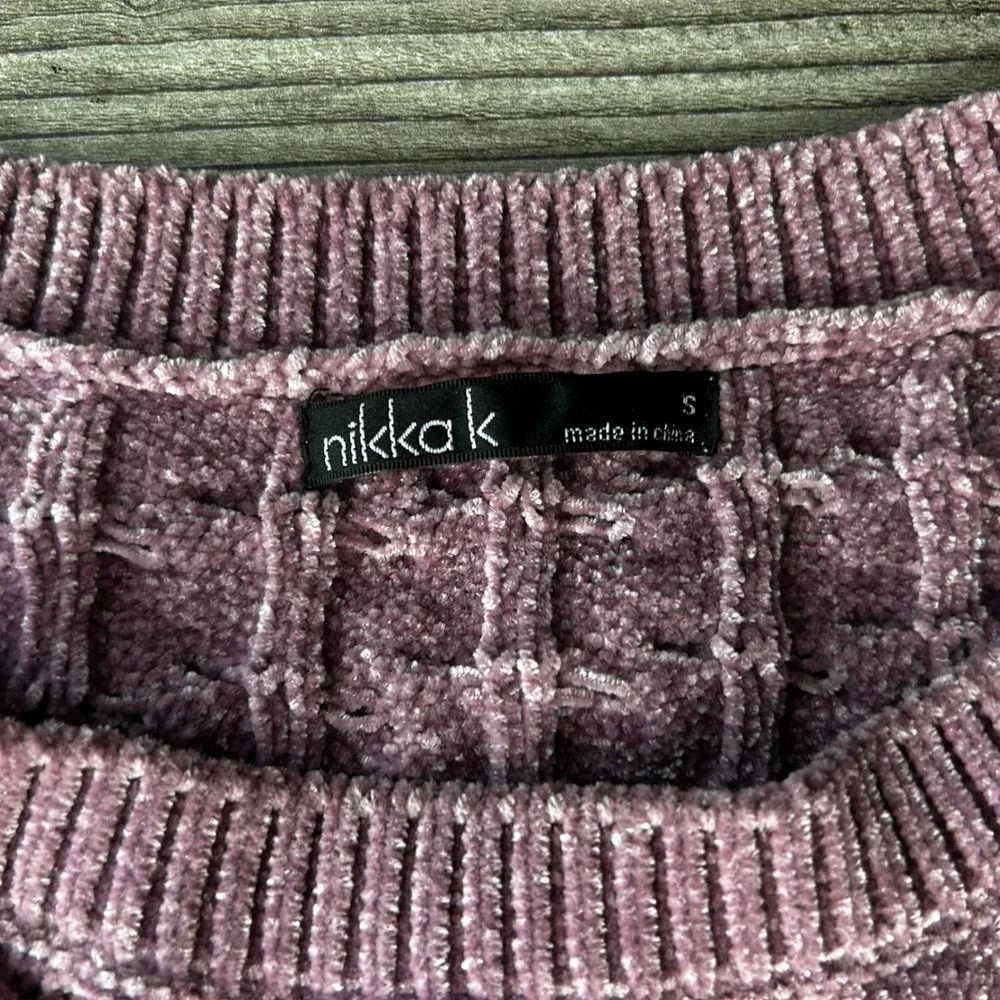 Cropped Cable Knit Sweater Dusty‎ Rose Pink Chenille Cozy Womens Small